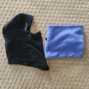 Youth Black Fleece Balaclava and Periwinkle Fleece Neck Gaiter
